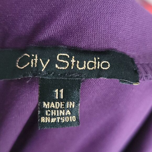 CITY Studio Purple Bow Spaghetti Strap Short Party Prom Dress - Picture 10 of 10